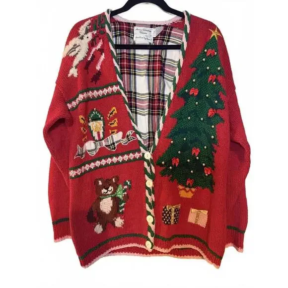 Vintage Marisa Christina Classics Hand-Knitted Christmas Cardigan Sweater - Picture 1 of 6